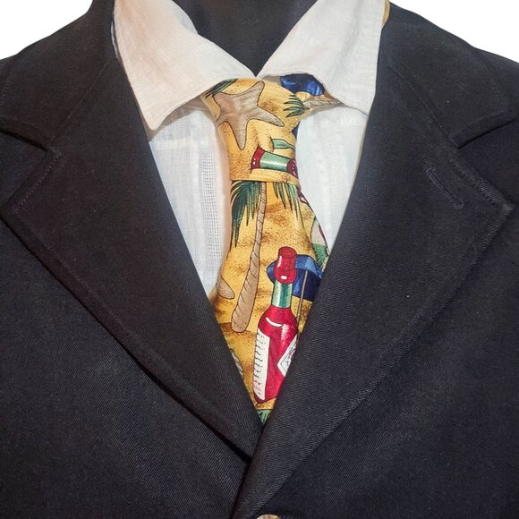 Tommy Bahama Island Soft Black Silk Blazer Medium Mens J. Garcia Silk Tie Bundle - Picture 4 of 16